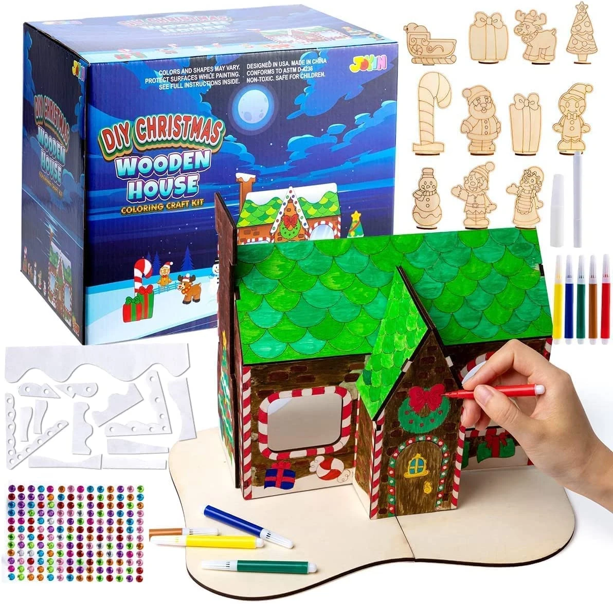 Christmas Wooden House Painting Craft Kits 4 Christmas Wooden House Painting Craft Kits - Image 2