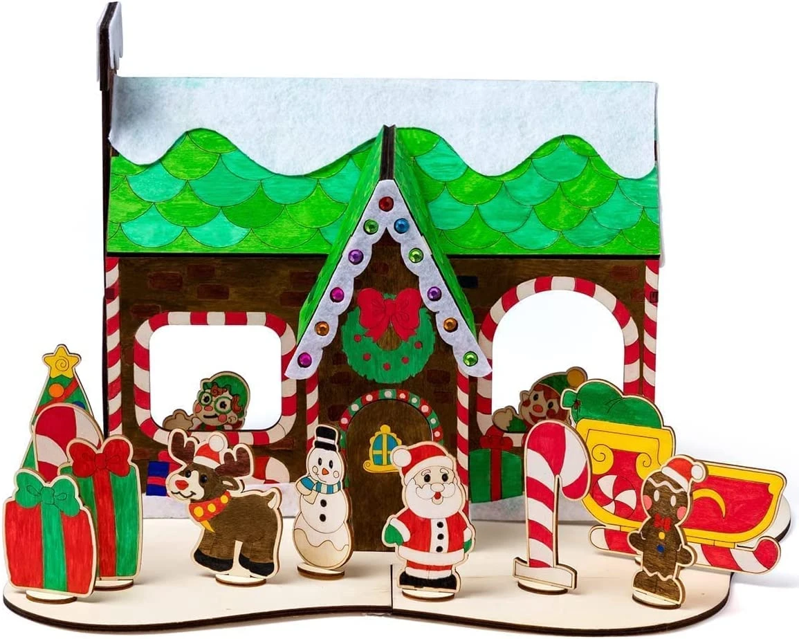 Christmas Wooden House Painting Craft Kits 5 Christmas Wooden House Painting Craft Kits - Image 3