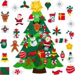 DIY Felt Wall Christmas Tree With 26 Piece Hanging Ornaments