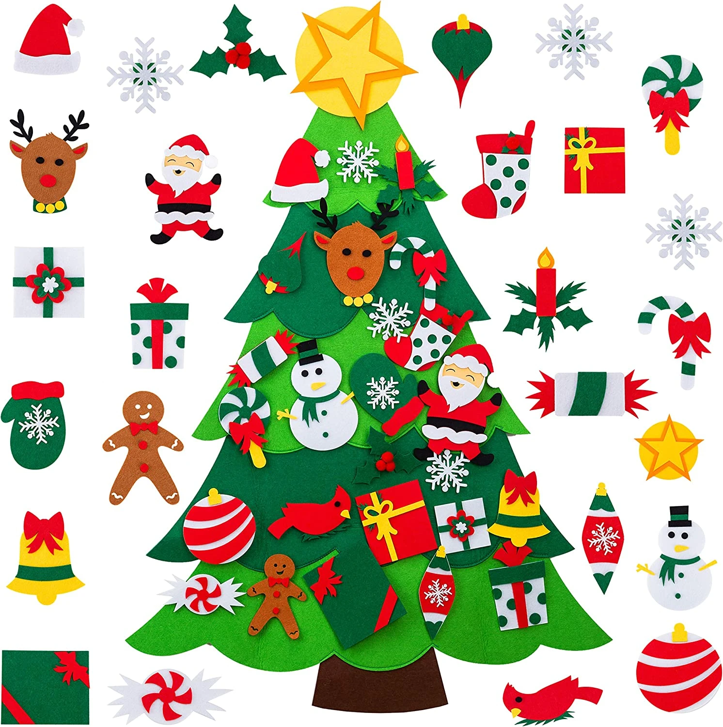 DIY Felt Wall Christmas Tree With 26 Piece Hanging Ornaments 3 DIY Felt Wall Christmas Tree With 26 Piece Hanging Ornaments