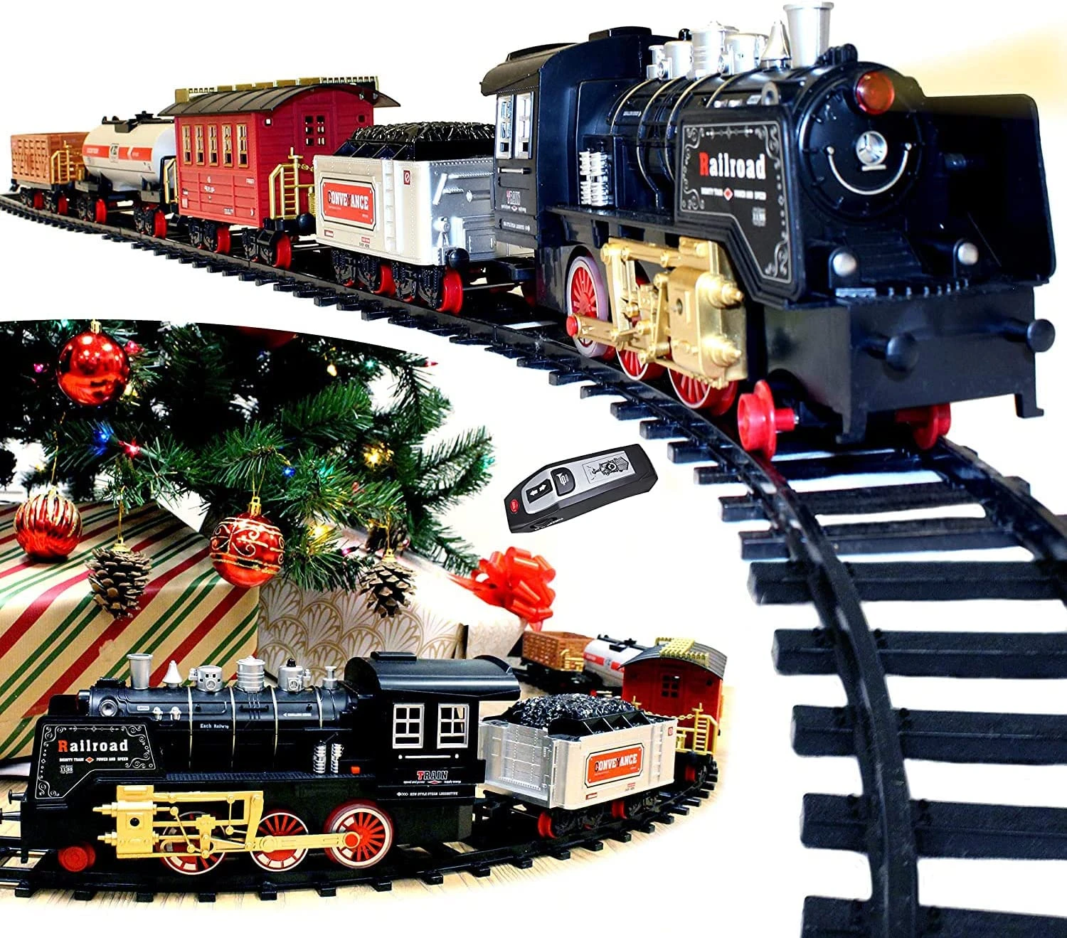 Electric Train Set For Around Christmas Tree With Lights(Large) 3 Electric Train Set For Around Christmas Tree With Lights(Large)