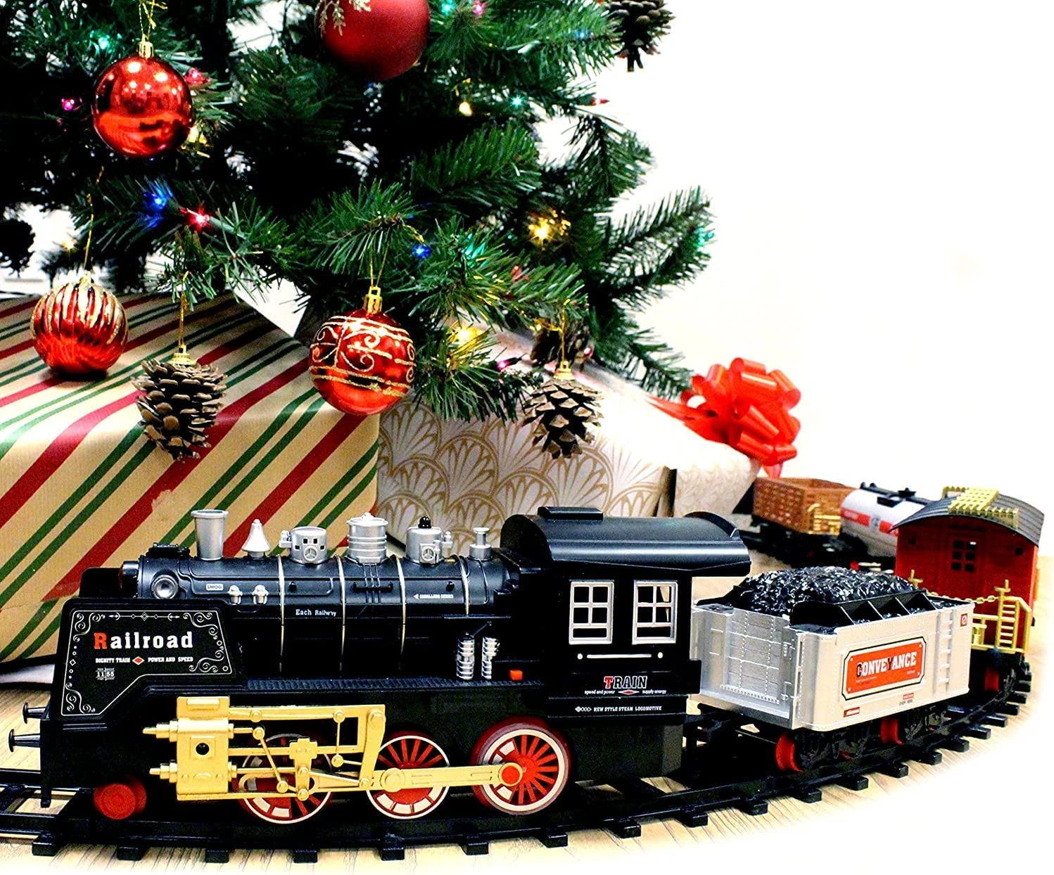 Electric Train Set For Around Christmas Tree With Lights(Large) 4 Electric Train Set For Around Christmas Tree With Lights(Large) - Image 2