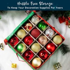 Snowflake Patterned Christmas Ornament Storage Box (Green) 15 Snowflake Patterned Christmas Ornament Storage Box (Green) -Xmas Supplies Shop SnowflakePatternedChristmasOrnamentStorageBox Green 1