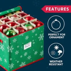 Snowflake Patterned Christmas Ornament Storage Box (Green) 11 Snowflake Patterned Christmas Ornament Storage Box (Green) -Xmas Supplies Shop SnowflakePatternedChristmasOrnamentStorageBox Green 4