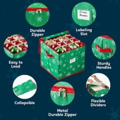 Snowflake Patterned Christmas Ornament Storage Box (Green) 12 Snowflake Patterned Christmas Ornament Storage Box (Green) -Xmas Supplies Shop SnowflakePatternedChristmasOrnamentStorageBox Green 5