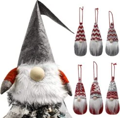 Gnome Christmas Tree Topper, 1 Pc + Gnome Ornaments Set Of 6