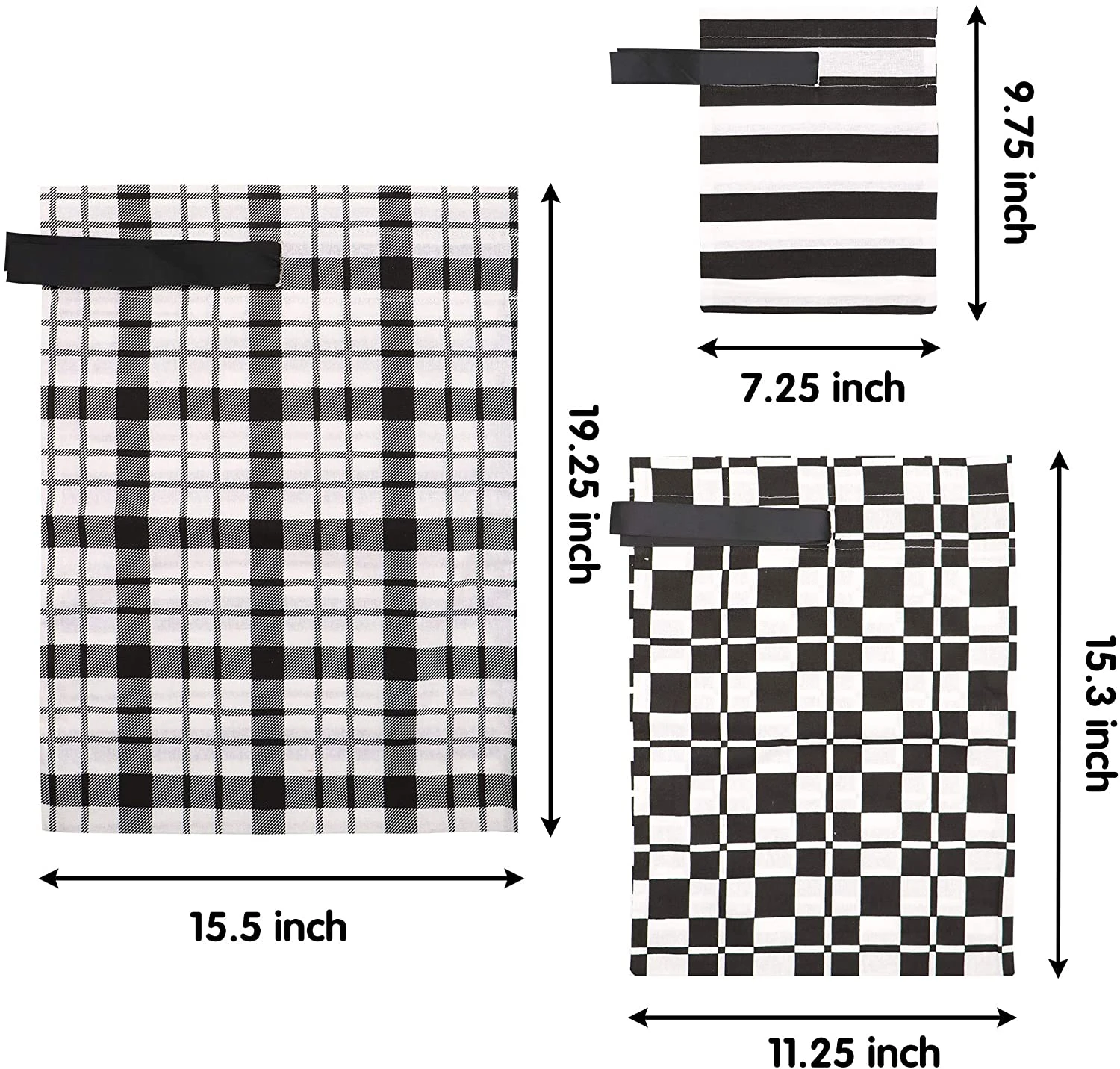 Christmas Fabric Gift Bags In Black Elegant Color 8 Christmas Fabric Gift Bags In Black Elegant Color - Image 6