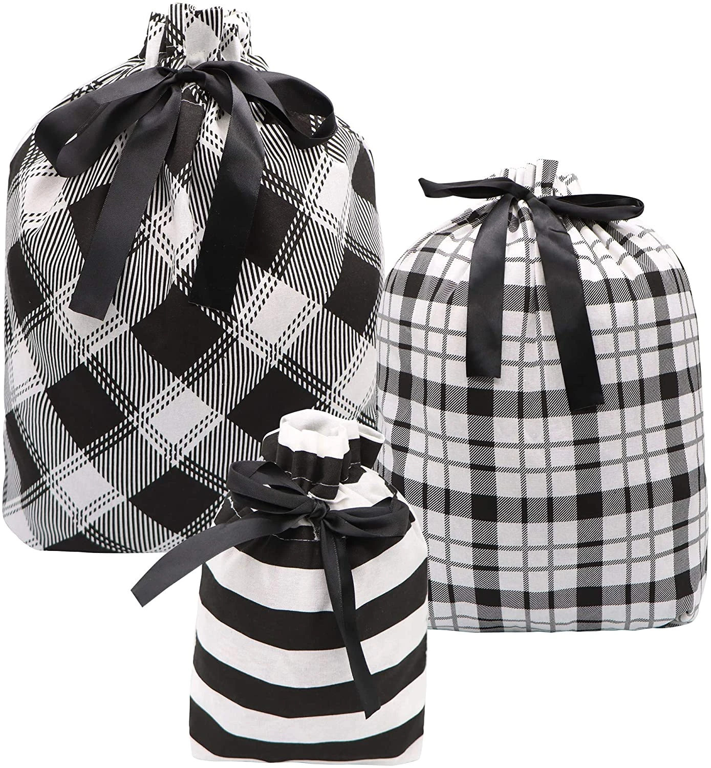 Christmas Fabric Gift Bags In Black Elegant Color 5 Christmas Fabric Gift Bags In Black Elegant Color - Image 3