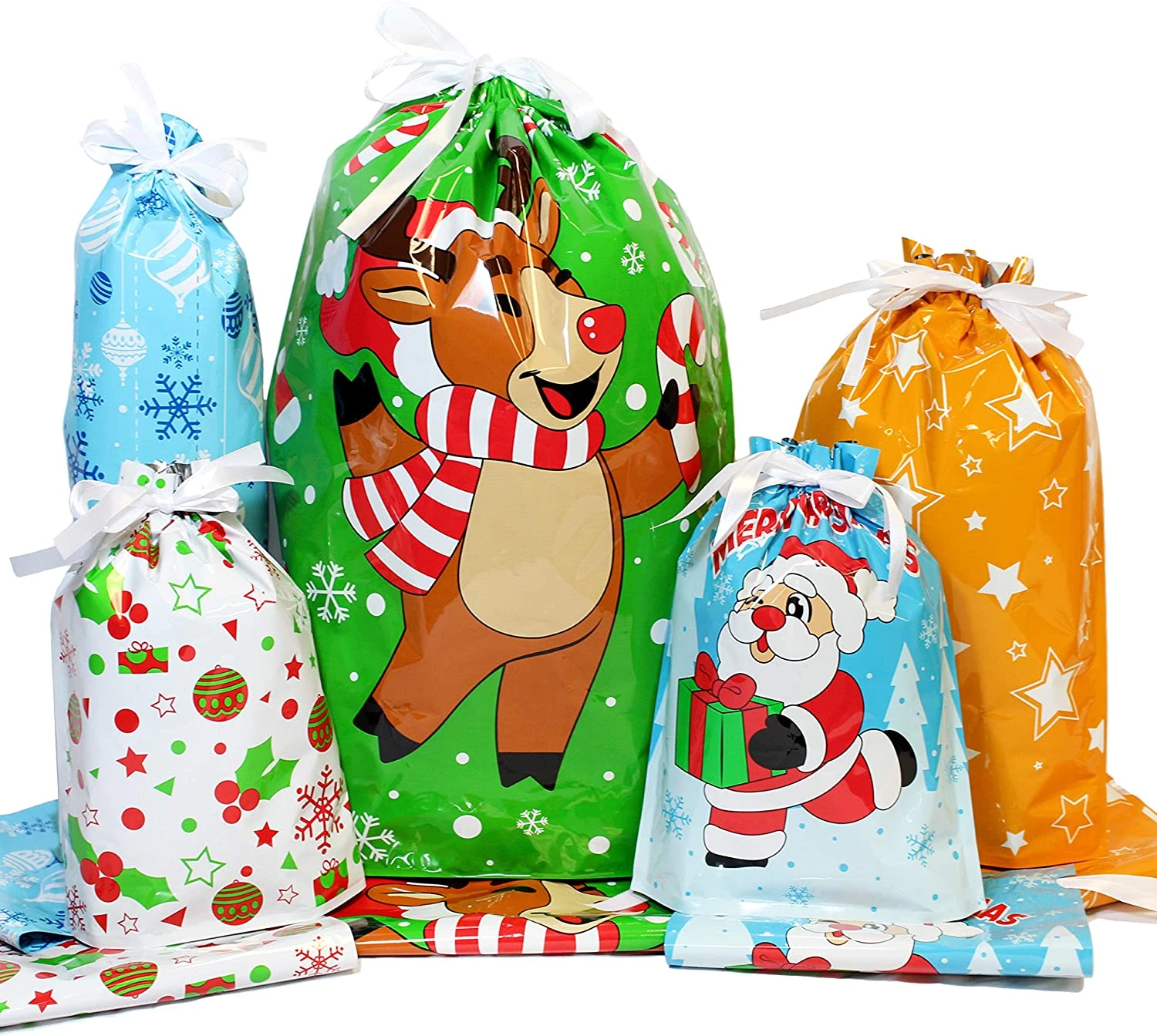Christmas Drawstring Goodie Gift Bags, 36 Pcs 3 Christmas Drawstring Goodie Gift Bags, 36 Pcs