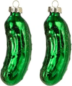 Christmas Glass Ornament 2-pcs Pickle Set For Christmas Tree Decoration