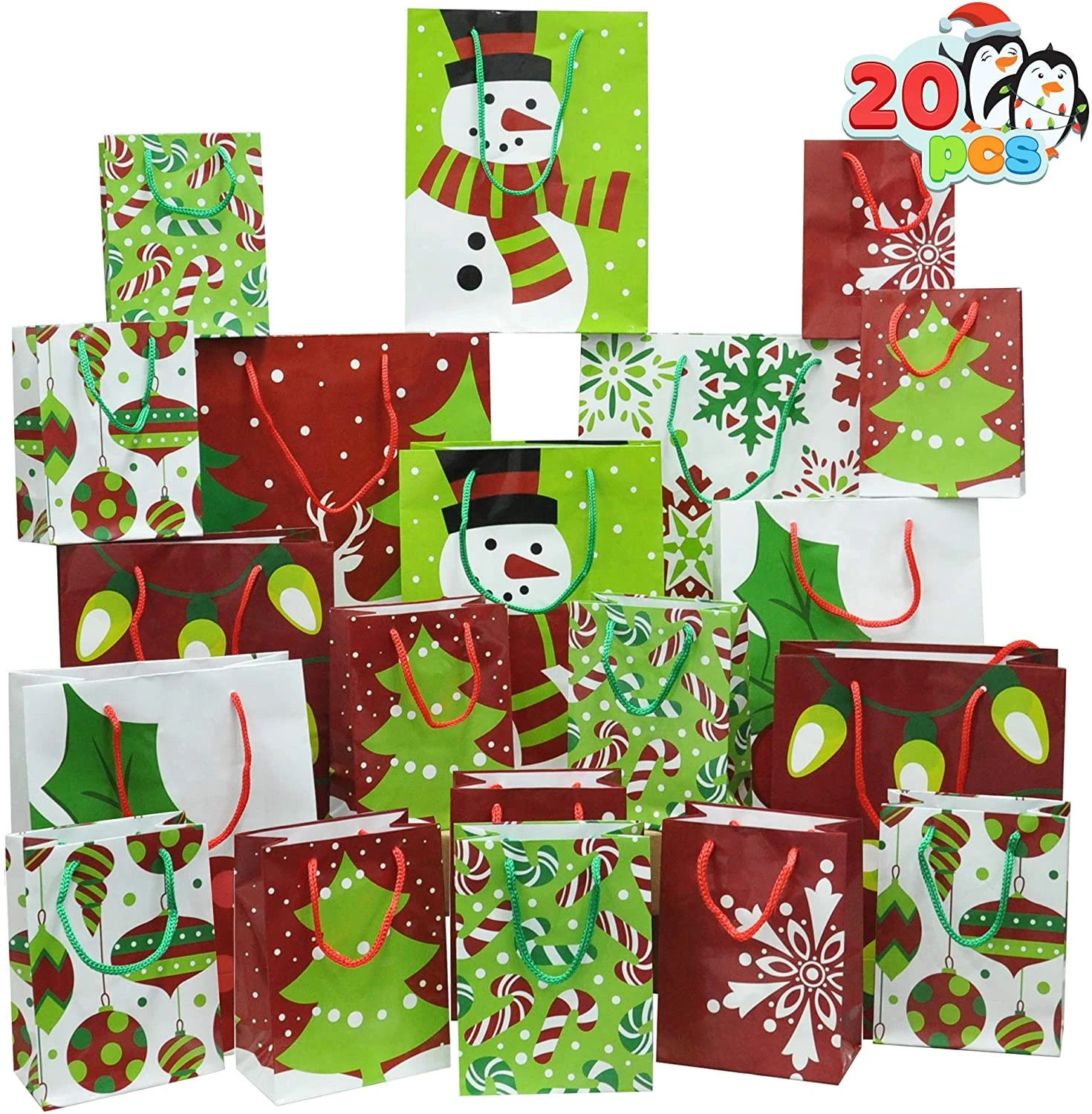 Christmas Goody Gift Bags With Handles Assorted Sizes 5 Christmas Goody Gift Bags With Handles Assorted Sizes - Image 3
