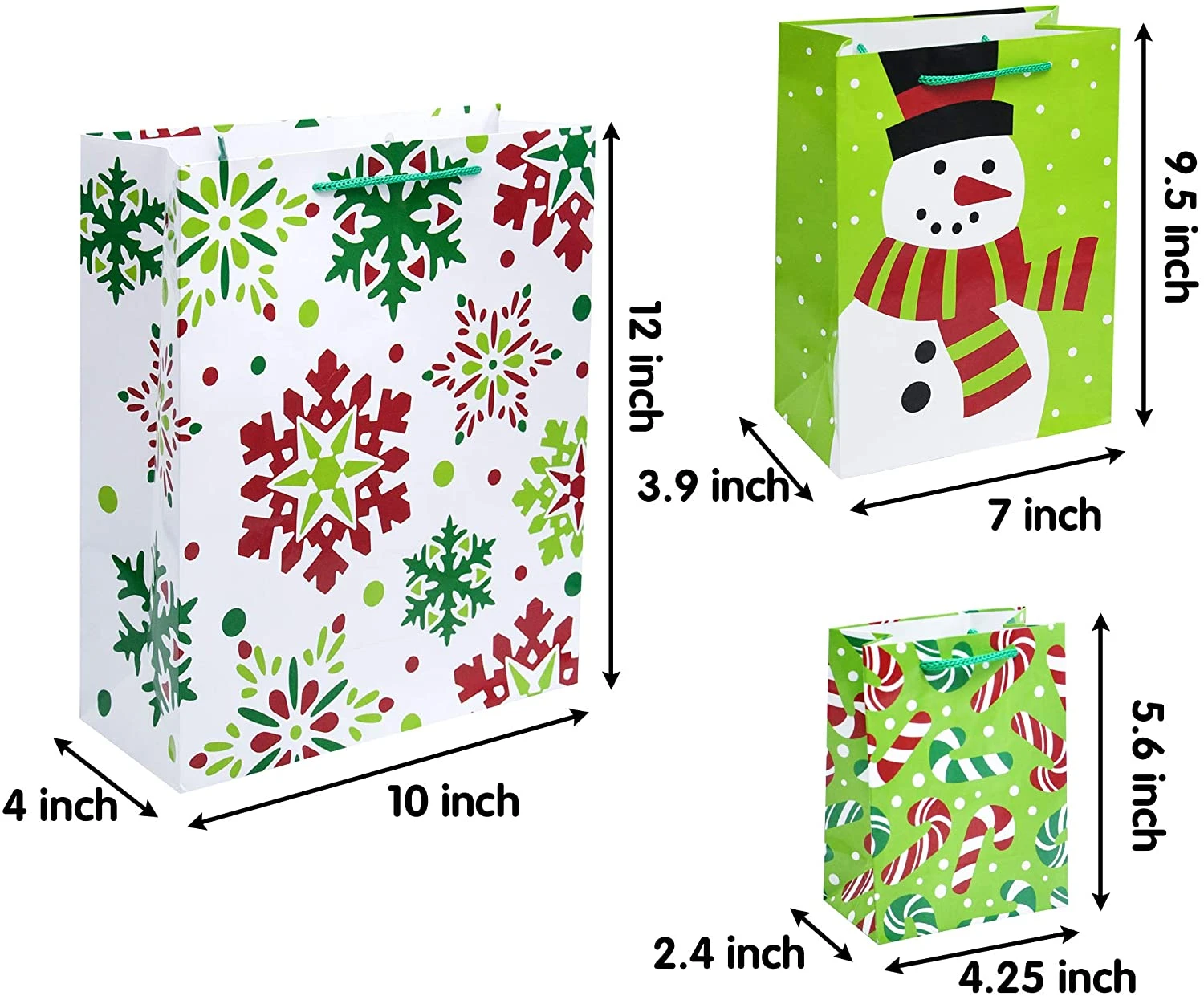 Christmas Goody Gift Bags With Handles Assorted Sizes 8 Christmas Goody Gift Bags With Handles Assorted Sizes - Image 6