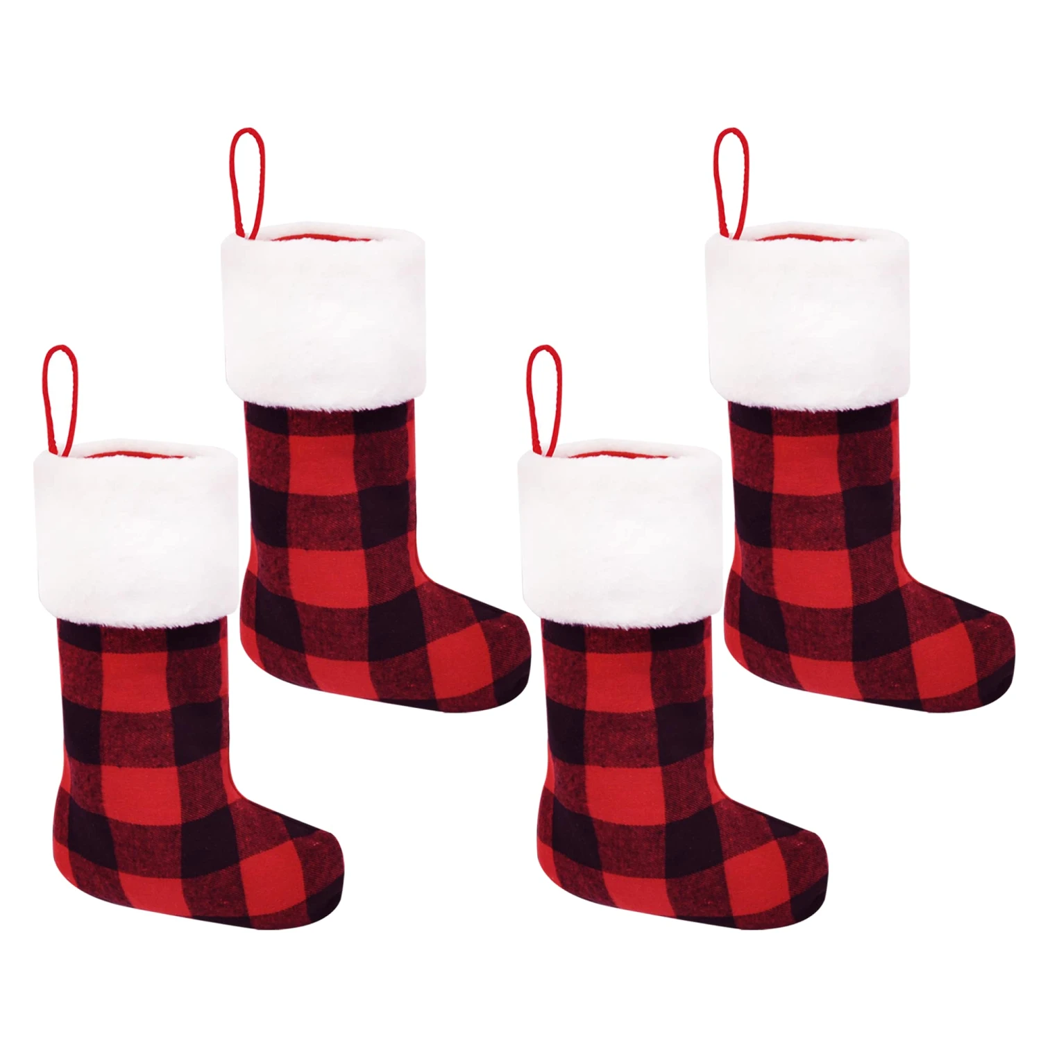 4 Pcs Buffalo Plaid Christmas Stockings 3 4 Pcs Buffalo Plaid Christmas Stockings