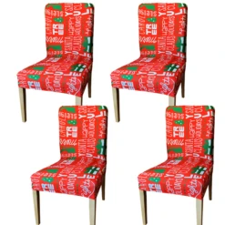 4 Piece Christmas Stretch Chair Covers