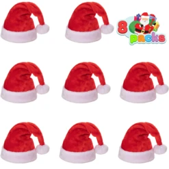8 Pcs Premium Christmas Santa Hats
