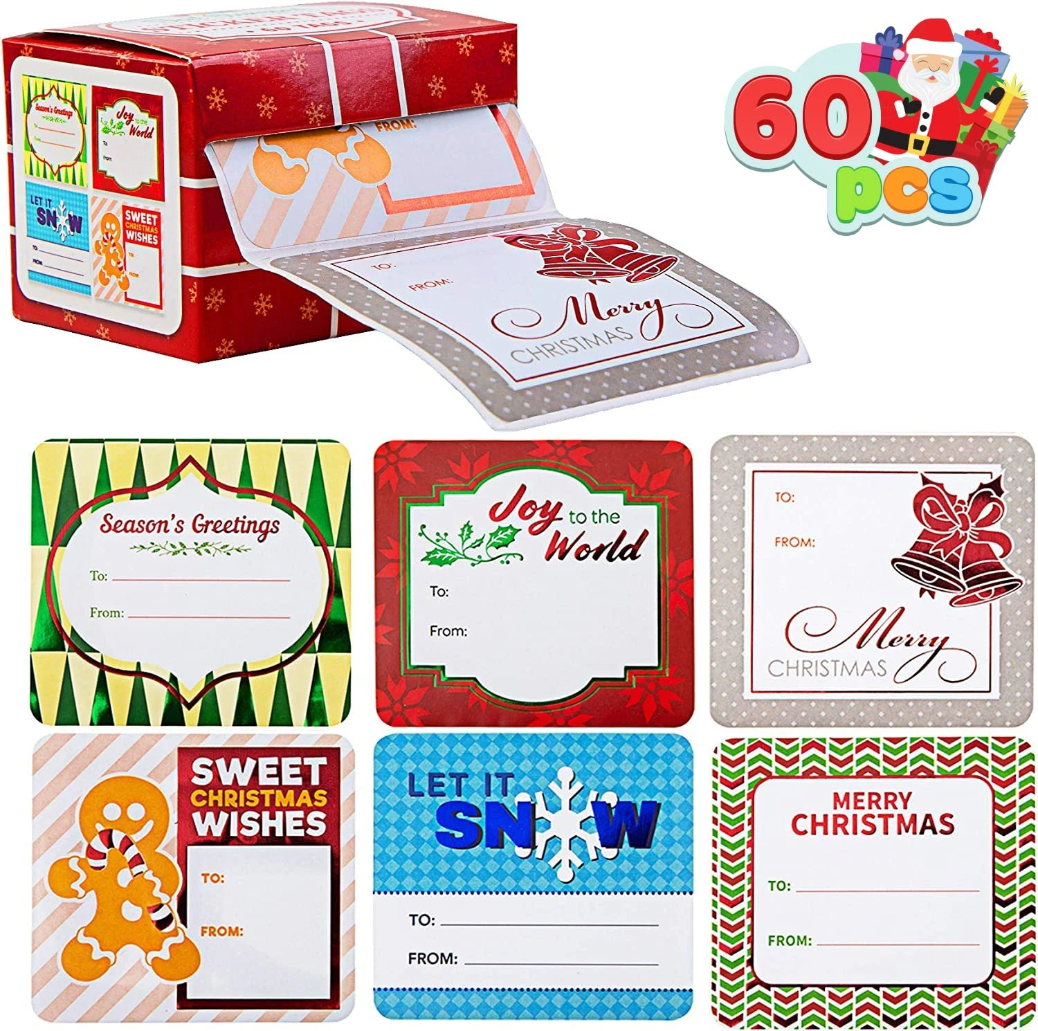 Jumbo Christmas Gift Self Adhesive Tag, 60 Pcs 4 Jumbo Christmas Gift Self Adhesive Tag, 60 Pcs - Image 2