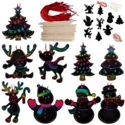 Rainbow Color Scratch Christmas Ornaments