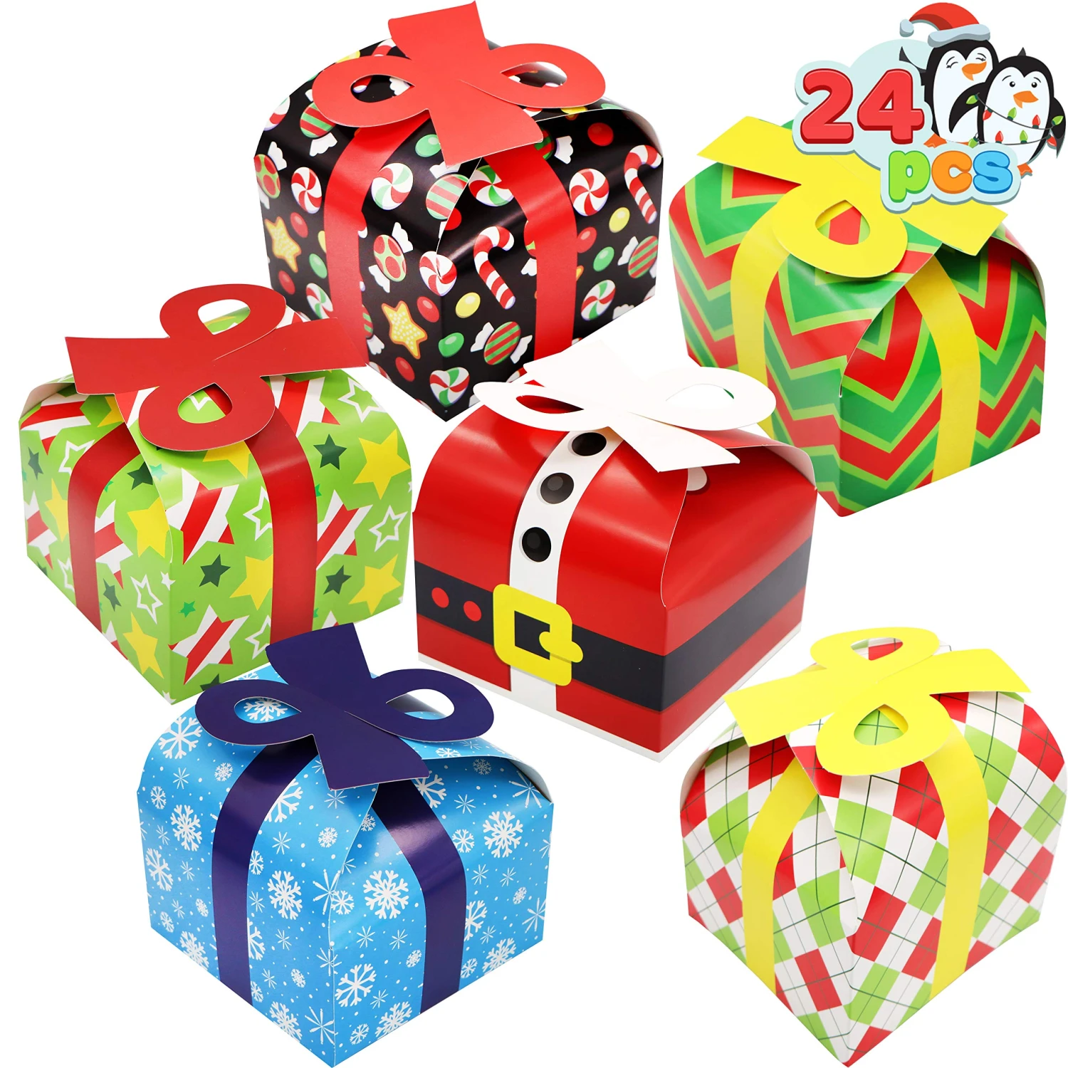 24 PCs 3D Christmas Goodie Boxes With Bow 4 24 PCs 3D Christmas Goodie Boxes With Bow - Image 2