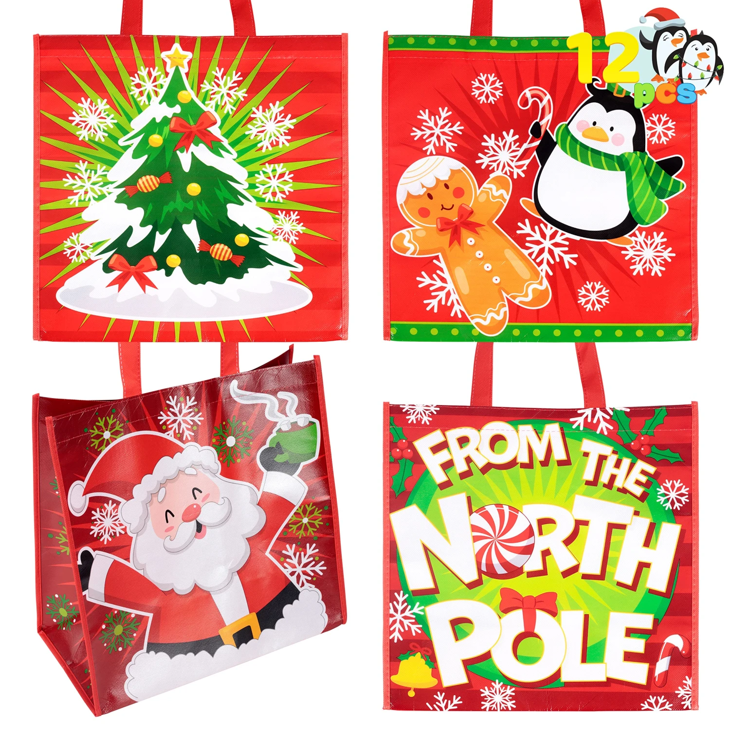 Christmas Large Tote Bags, 12 Pcs 4 Christmas Large Tote Bags, 12 Pcs - Image 2