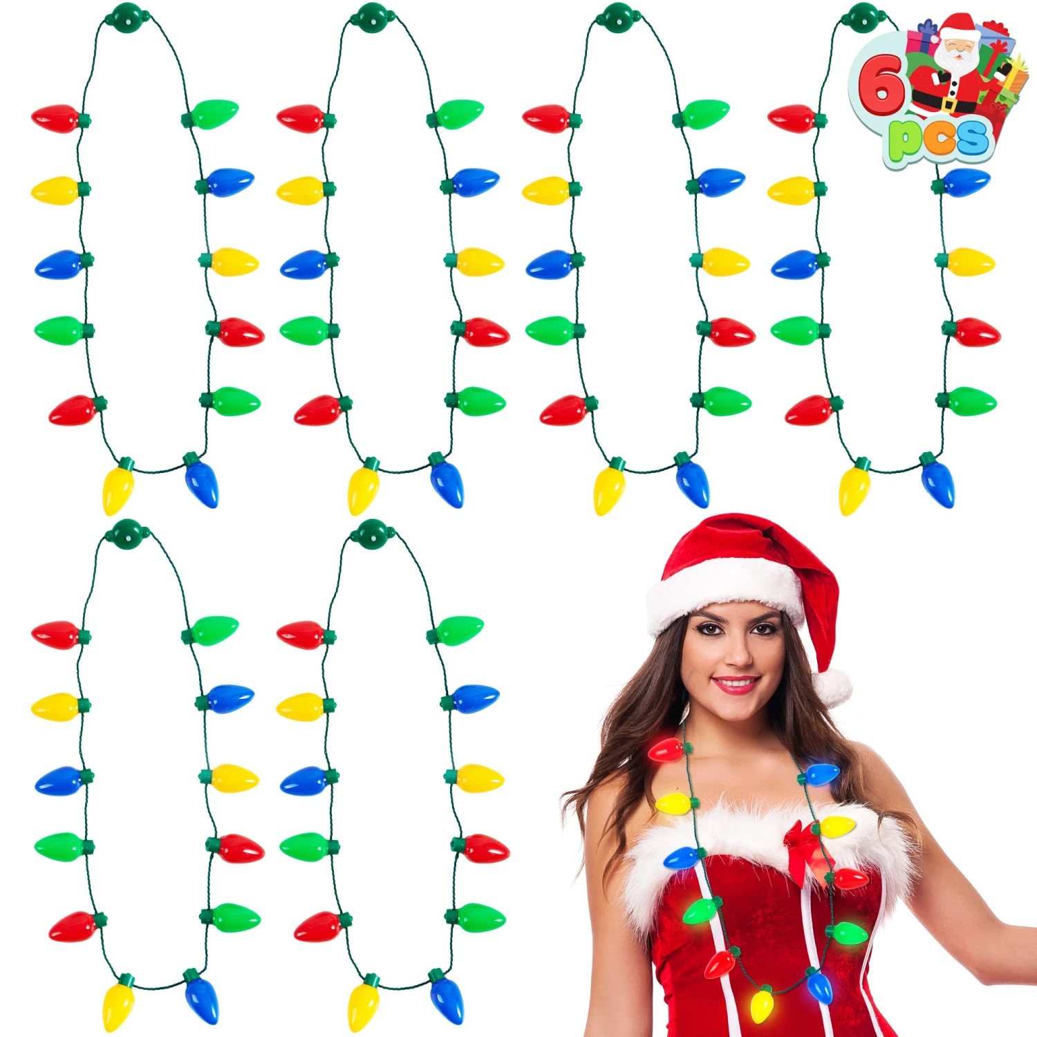 6 Pcs Christmas Nacklace 12 Light Bulbs 4 6 Pcs Christmas Nacklace 12 Light Bulbs - Image 2