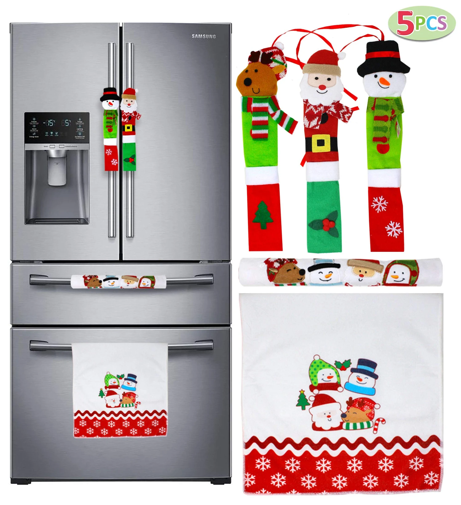 Christmas Kitchen Appliance Handle Covers, 5 Pcs 4 Christmas Kitchen Appliance Handle Covers, 5 Pcs - Image 2