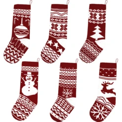Knit Christmas Stockings, 6 Pack