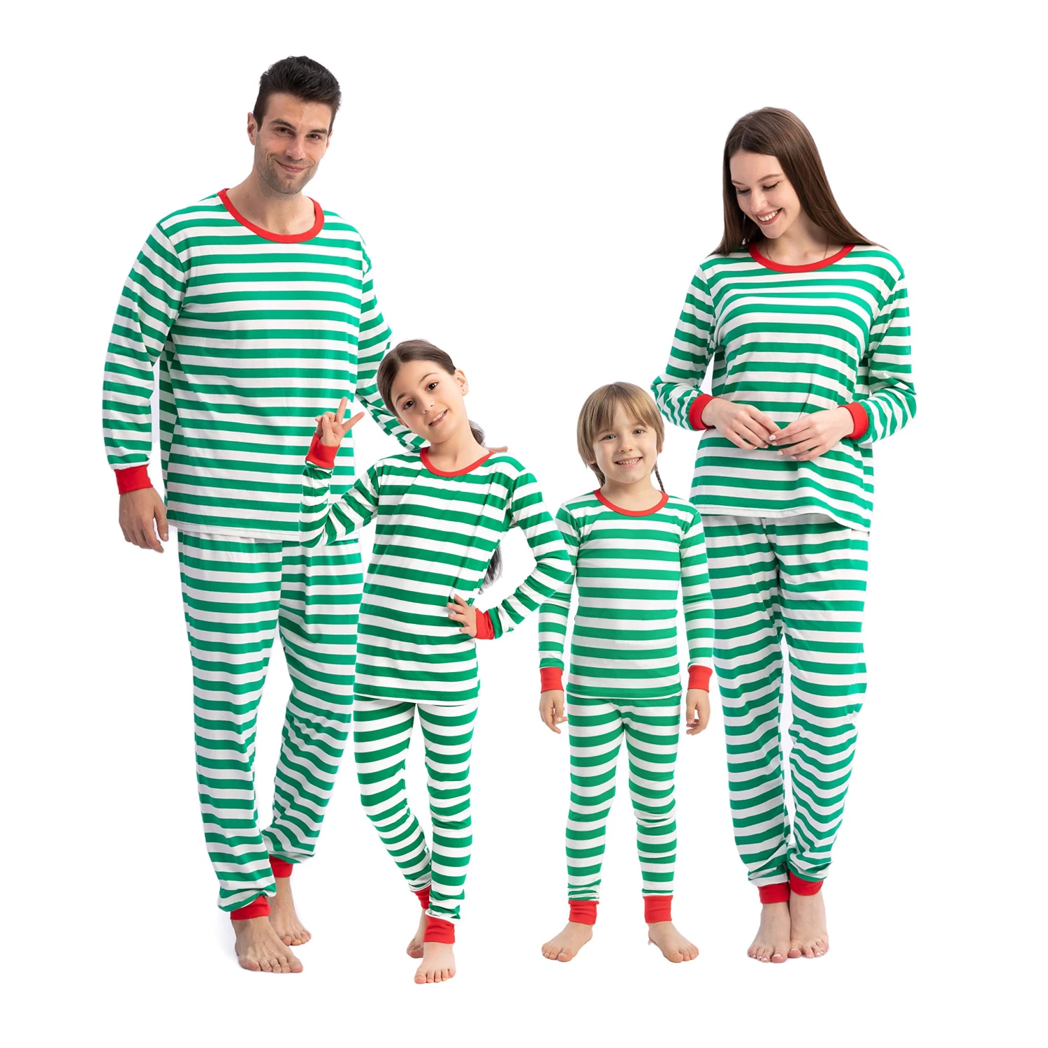Men Christmas Green Stripe Family Matching Pajama 3 Men Christmas Green Stripe Family Matching Pajama