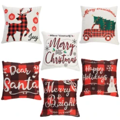 Christmas Buffalo Pillow Covers, 6 Pcs