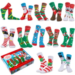 12 Pairs Soft Cotton Christmas Socks
