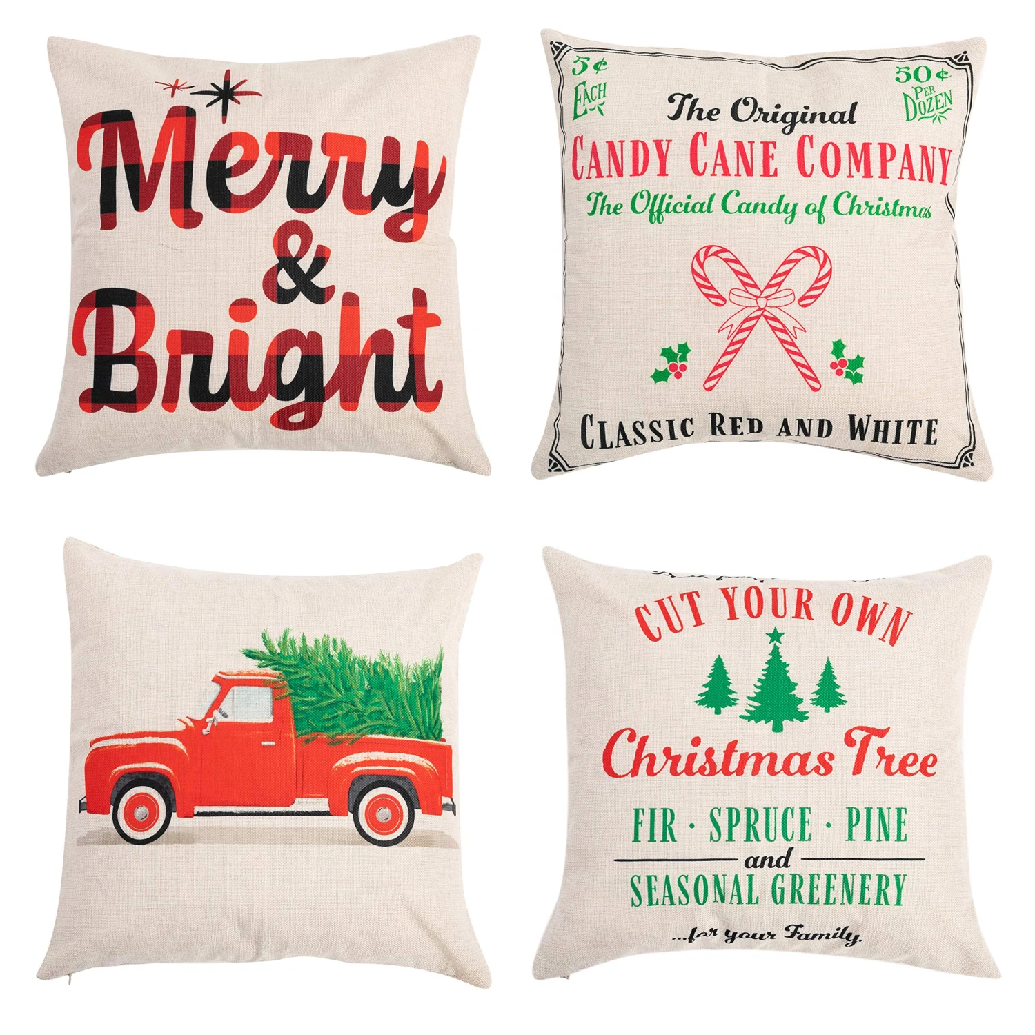 4 Pcs Christmas Classic Pillow Cover 3 4 Pcs Christmas Classic Pillow Cover