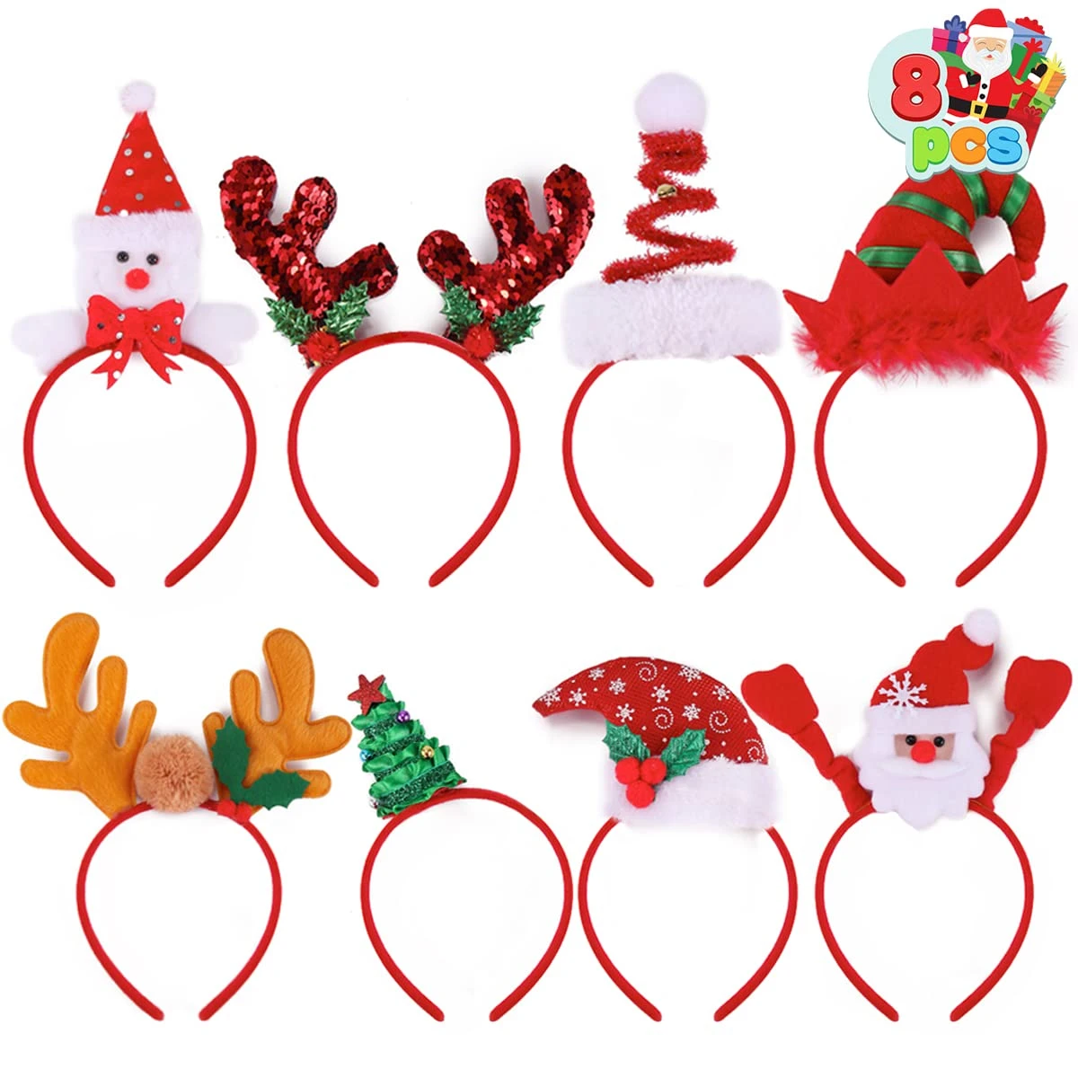 Christmas Headbands, 8 Pack 4 Christmas Headbands, 8 Pack - Image 2