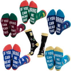 Colorful Christmas Novelty Socks For Women, 6 Pcs