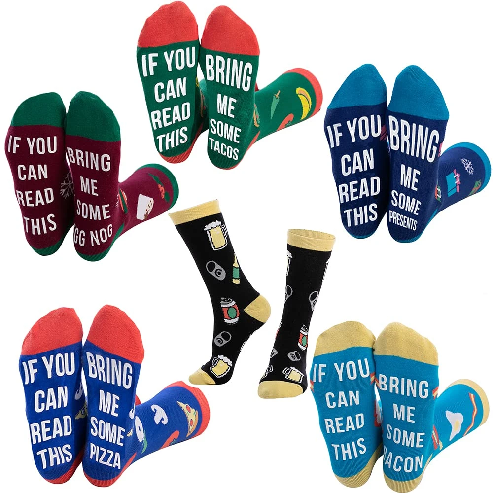 Colorful Christmas Novelty Socks For Women, 6 Pcs 3 Colorful Christmas Novelty Socks For Women, 6 Pcs