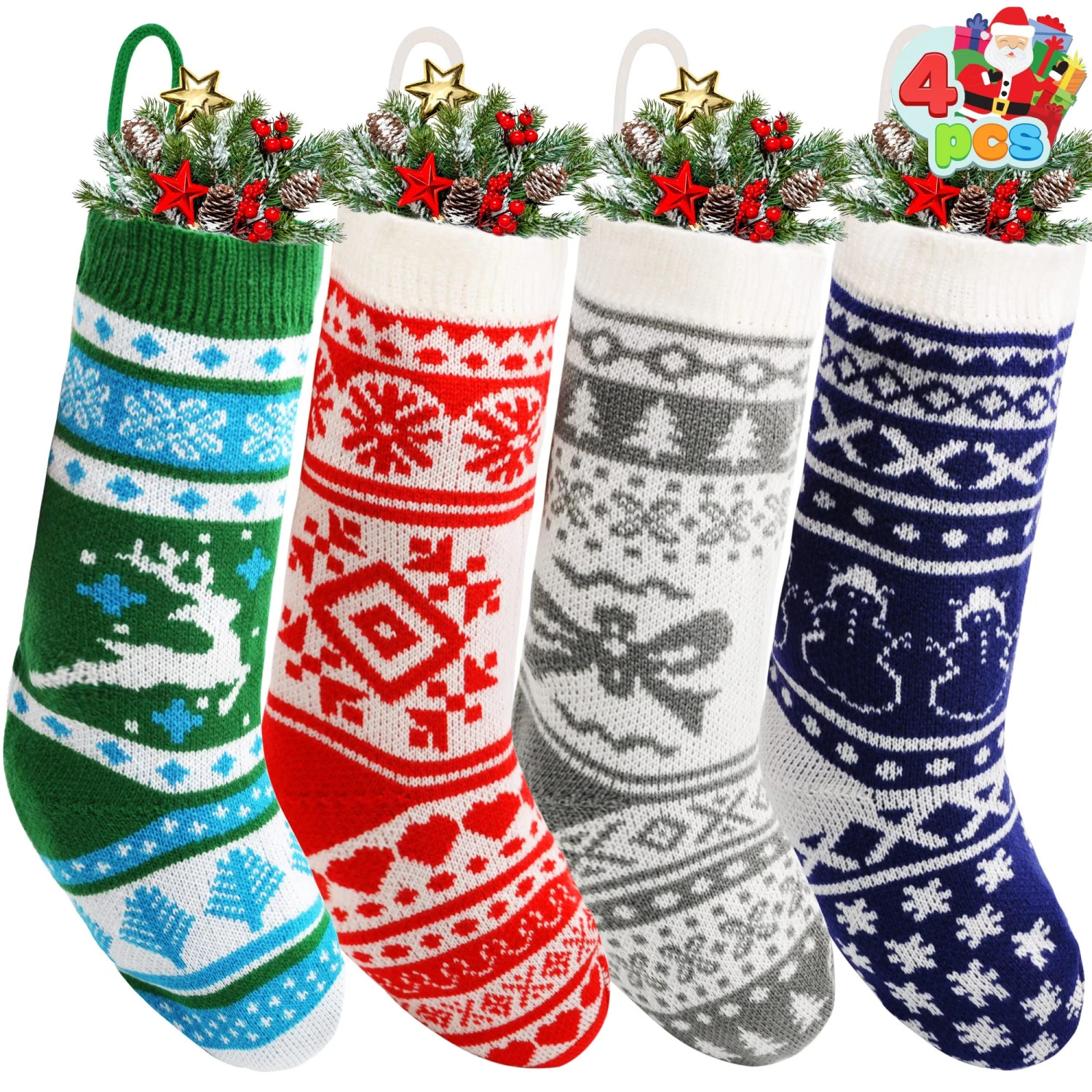 14 Pcs 18" Knit Christmas Stockings (Multicolor) 4 14 Pcs 18" Knit Christmas Stockings (Multicolor) - Image 2