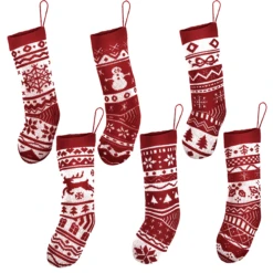 Christmas Stockings Knit Decorations, 6 Pcs