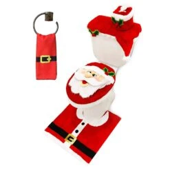 Christmas Santa Theme Bathroom Decoration Set, 5 Pcs