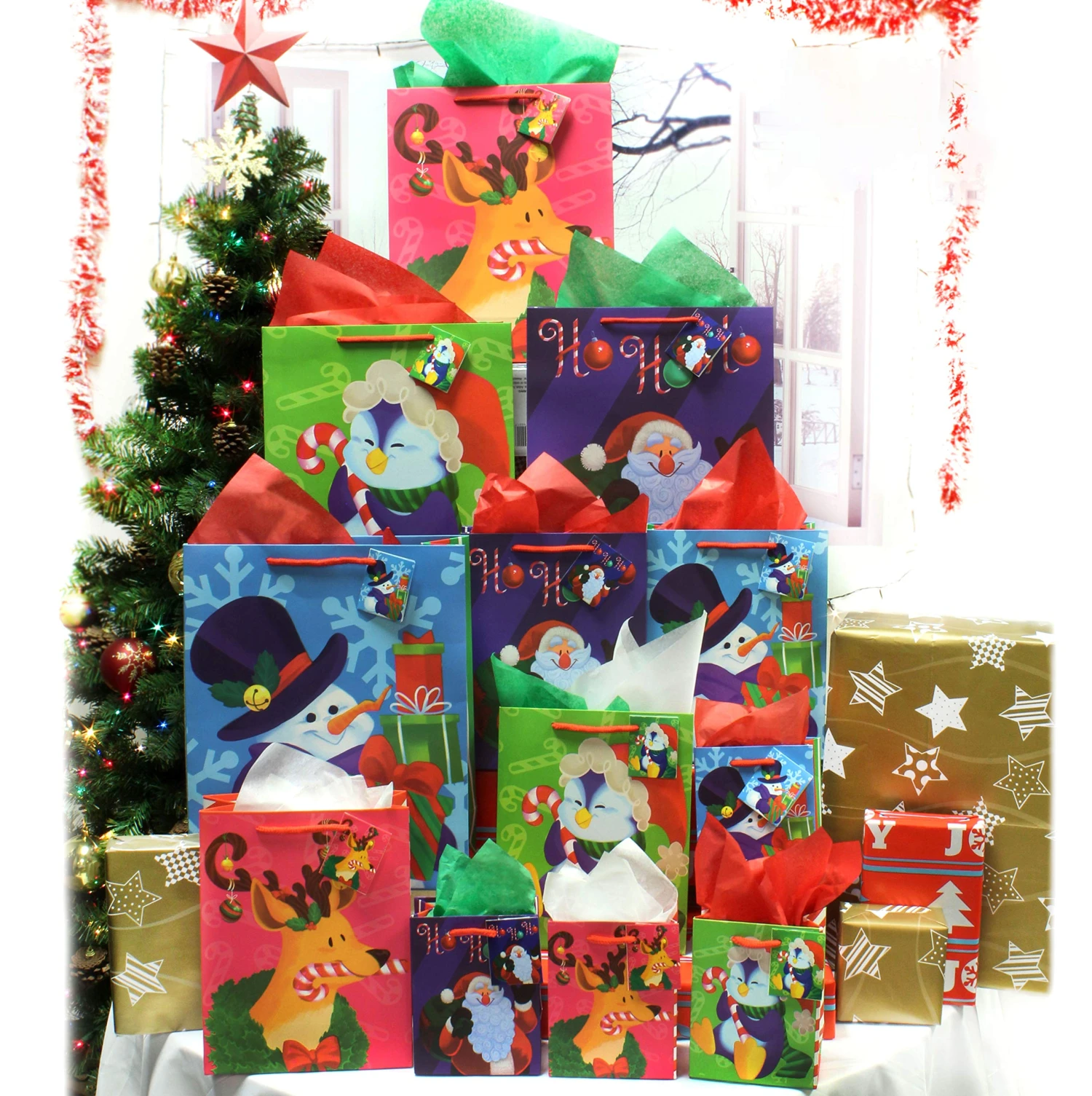 Christmas Bags Set With Wrapping Papers And Tissue Papers, 36 Pcs 4 Christmas Bags Set With Wrapping Papers And Tissue Papers, 36 Pcs - Image 2