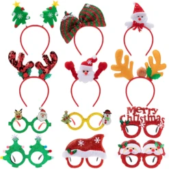 12 Piece Christmas Headbands And Glasses Frames Bundle Set