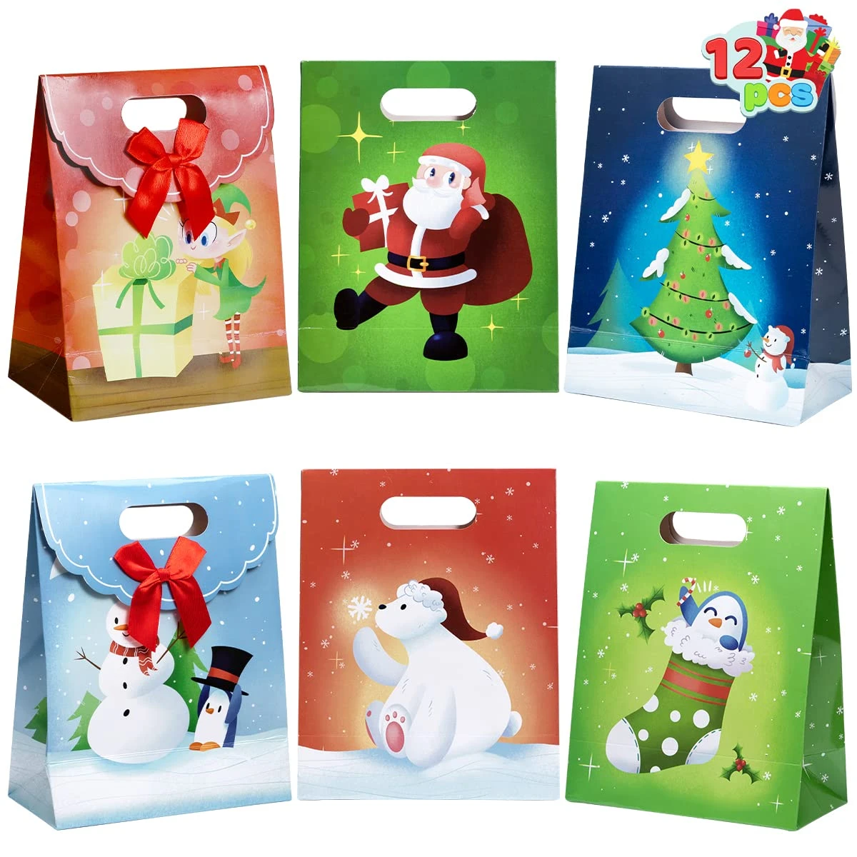 Christmas Fold Over Gift Bags, 12 Pcs 4 Christmas Fold Over Gift Bags, 12 Pcs - Image 2