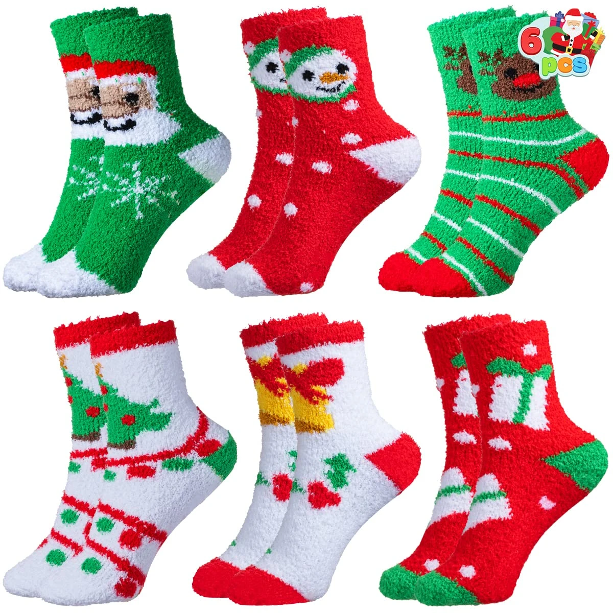 6 Pairs Adult Christmas Fuzzy Socks 4 6 Pairs Adult Christmas Fuzzy Socks - Image 2