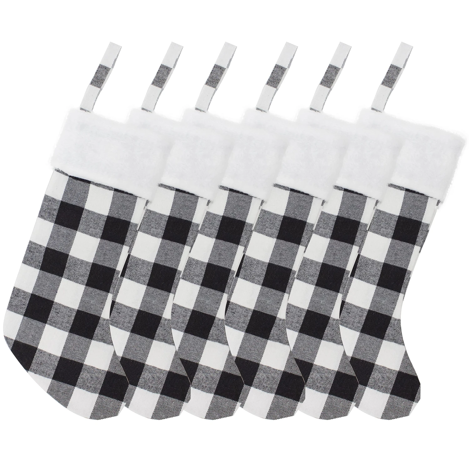18in White Black Christmas Stockings, 6 Pack 3 18in White Black Christmas Stockings, 6 Pack