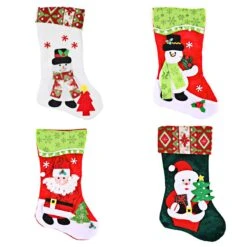 4-pack 3d Plush Christmas Stockings