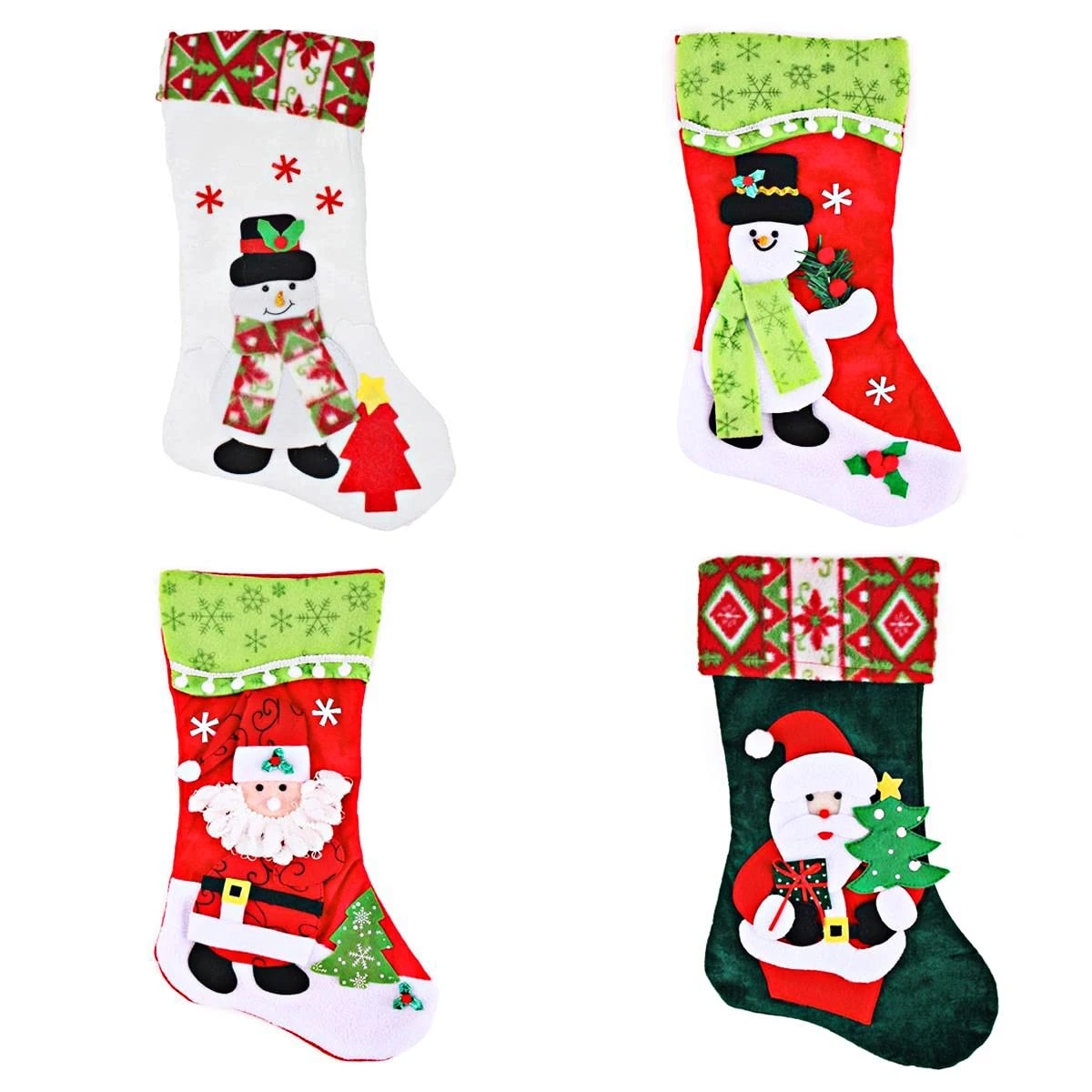 4-pack 3d Plush Christmas Stockings 3 4-pack 3d Plush Christmas Stockings