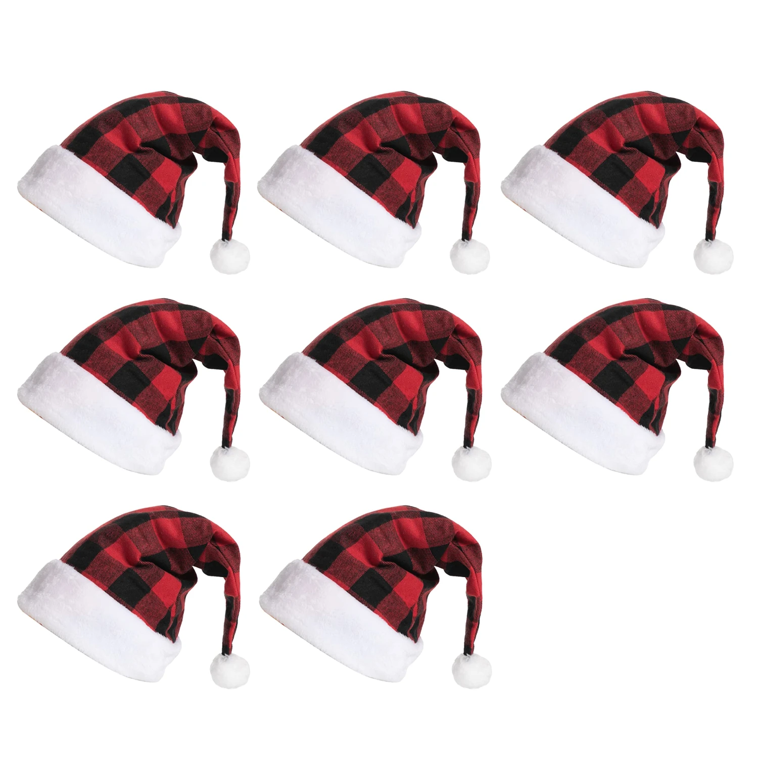 Red Christmas Plaid Hat, 8 Pack 3 Red Christmas Plaid Hat, 8 Pack