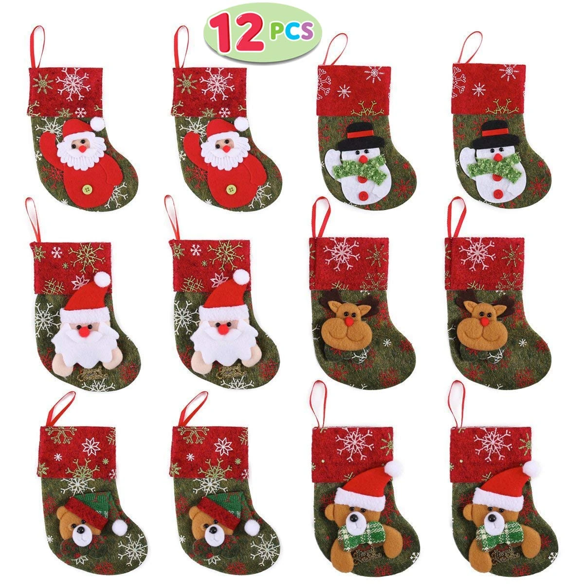 Mini 3D Christmas Stockings, 12 Pcs 4 Mini 3D Christmas Stockings, 12 Pcs - Image 2