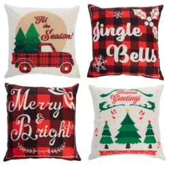 4 Pcs Christmas Mixed Pillow Covers