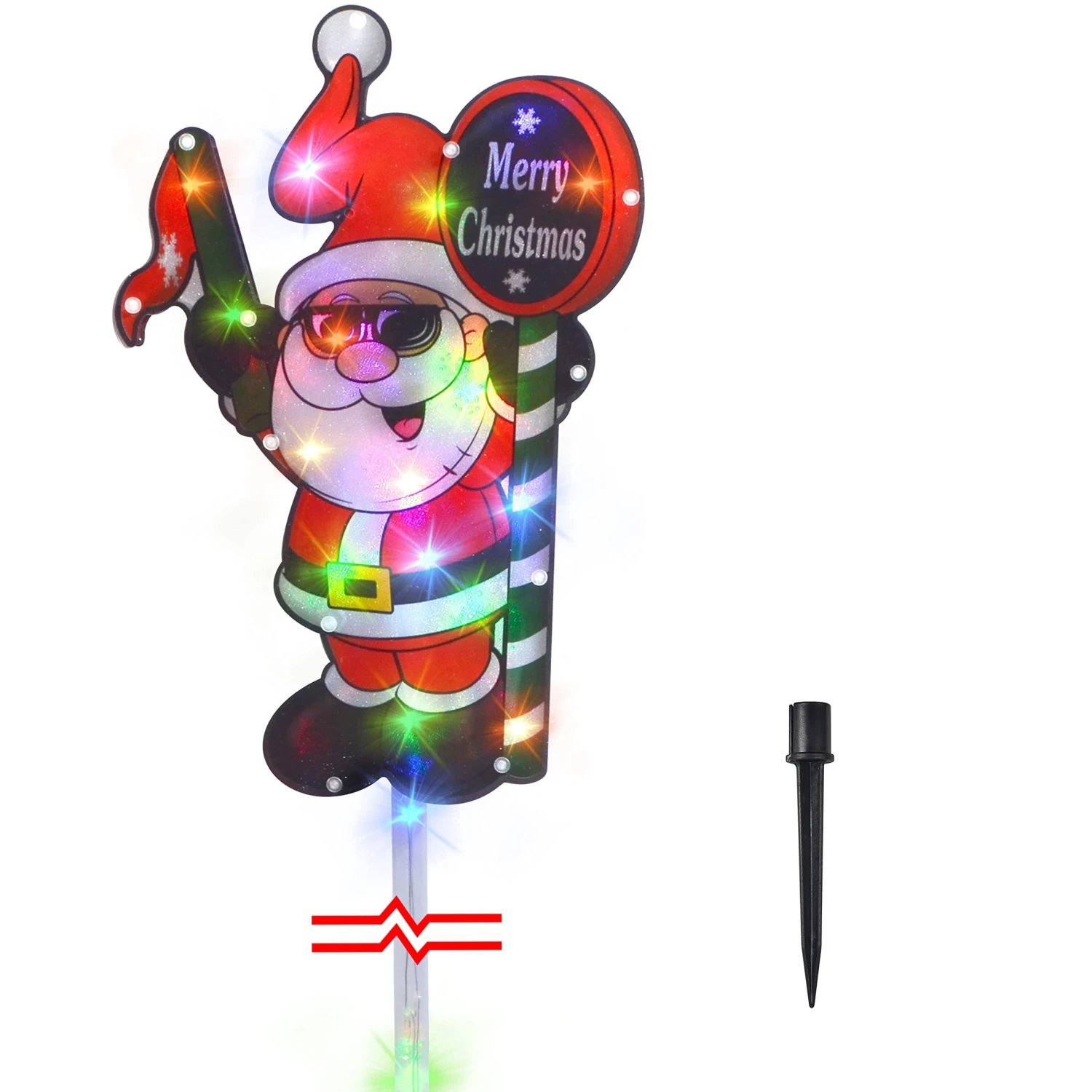 25in Tall Christmas Lighted Santa With Merry Christmas Sign 4 25in Tall Christmas Lighted Santa With Merry Christmas Sign - Image 2