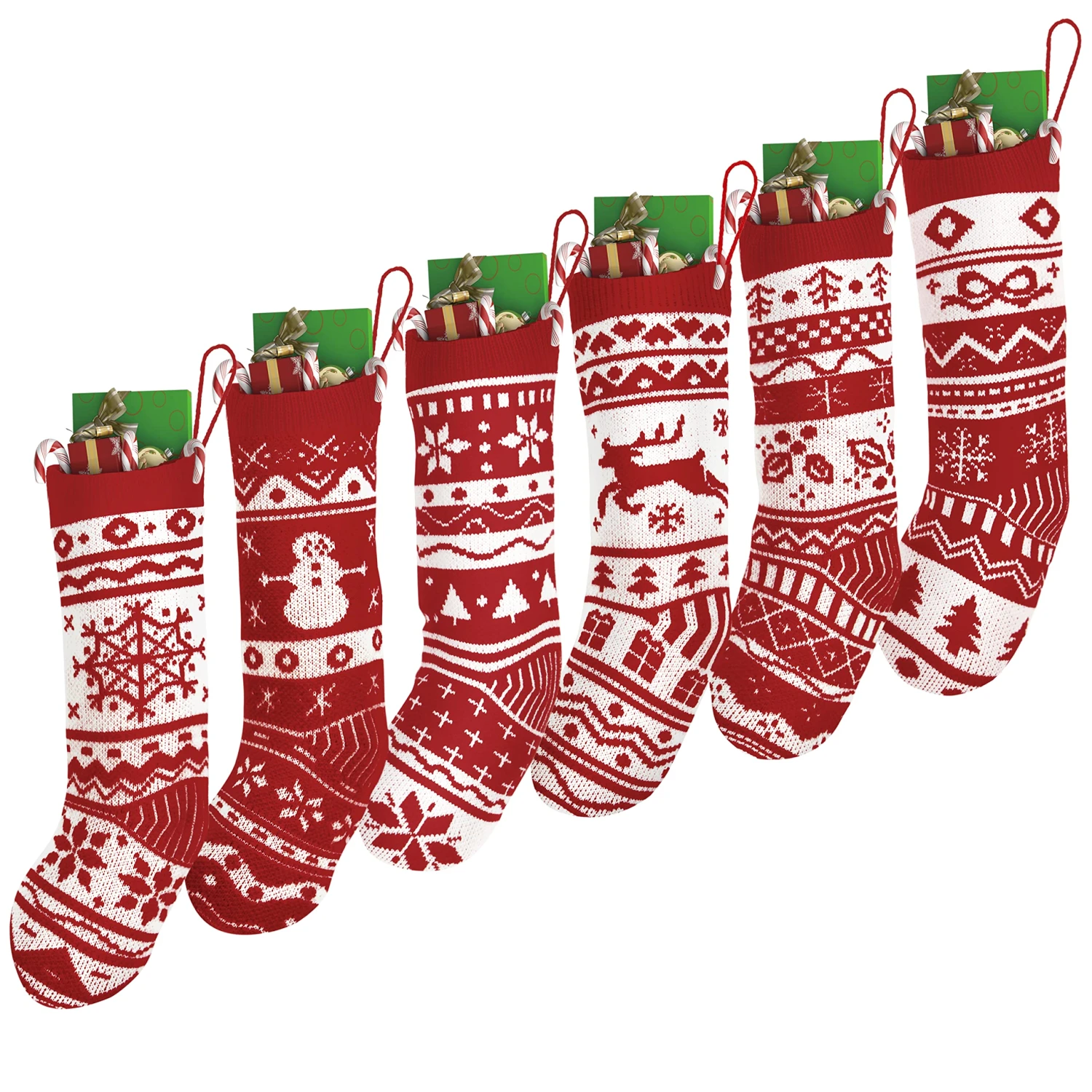 Christmas Stockings Knit Decorations, 6 Pcs 4 Christmas Stockings Knit Decorations, 6 Pcs - Image 2