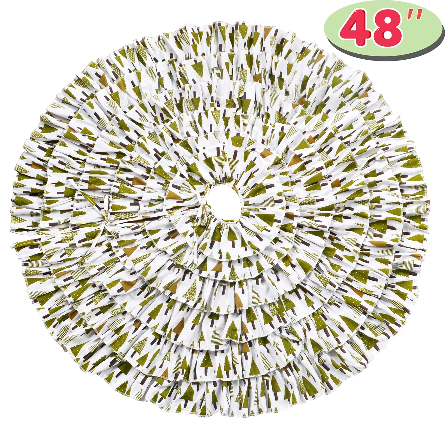 Christmas Burlap Ruffle Trim Tree Skirt 4 Christmas Burlap Ruffle Trim Tree Skirt - Image 2