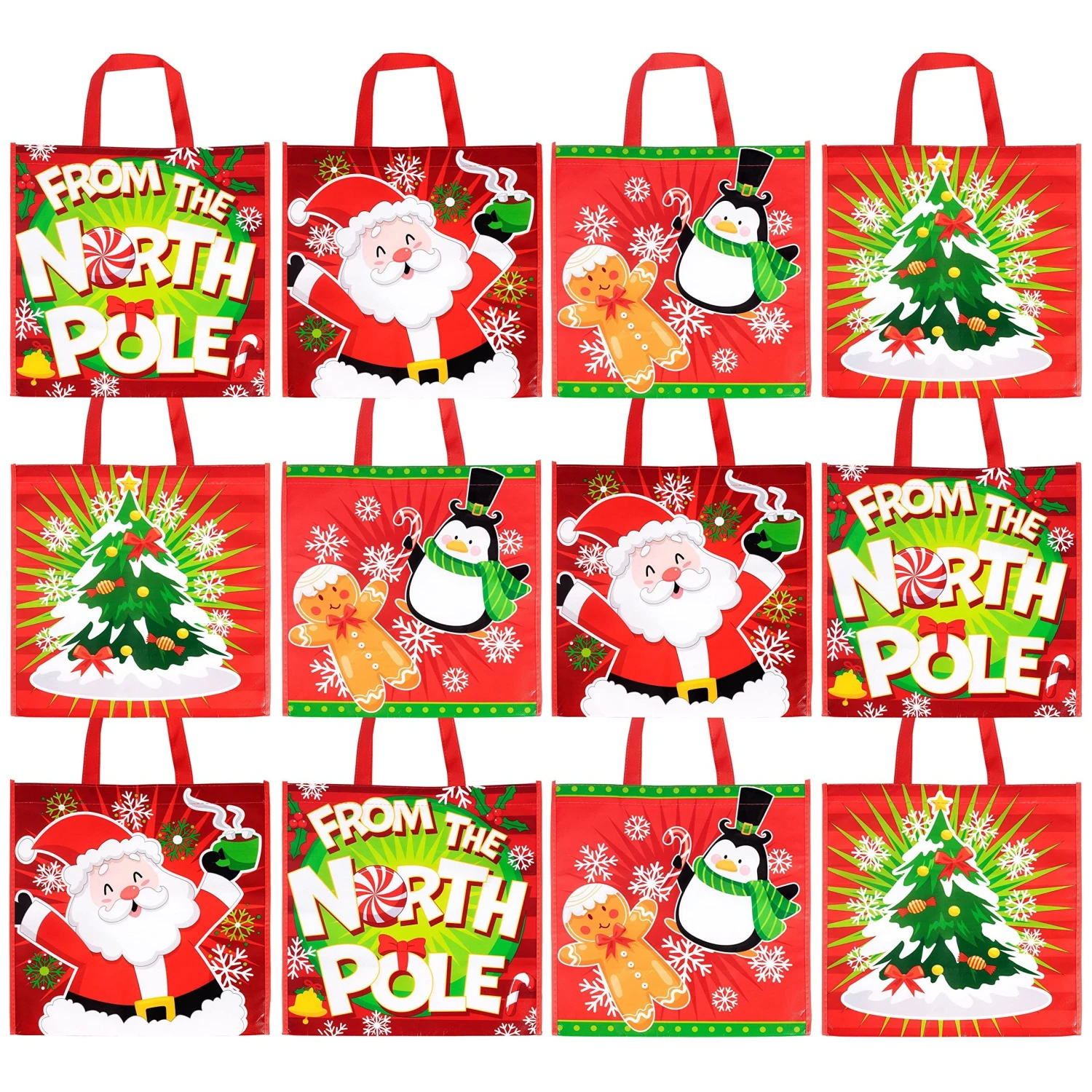 Christmas Large Tote Bags, 12 Pcs 3 Christmas Large Tote Bags, 12 Pcs